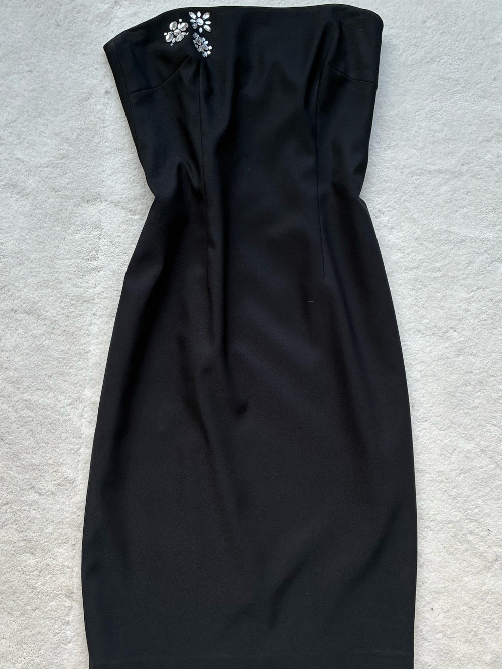 Laundry By Shelli Segal Strapless Black Sheath Dress with Crystal Detail